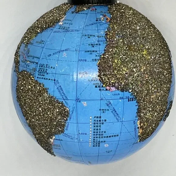 Pottery Barn Globe 4.5" Christmas Ornament Travel Map World Adventure - Picture 5 of 5